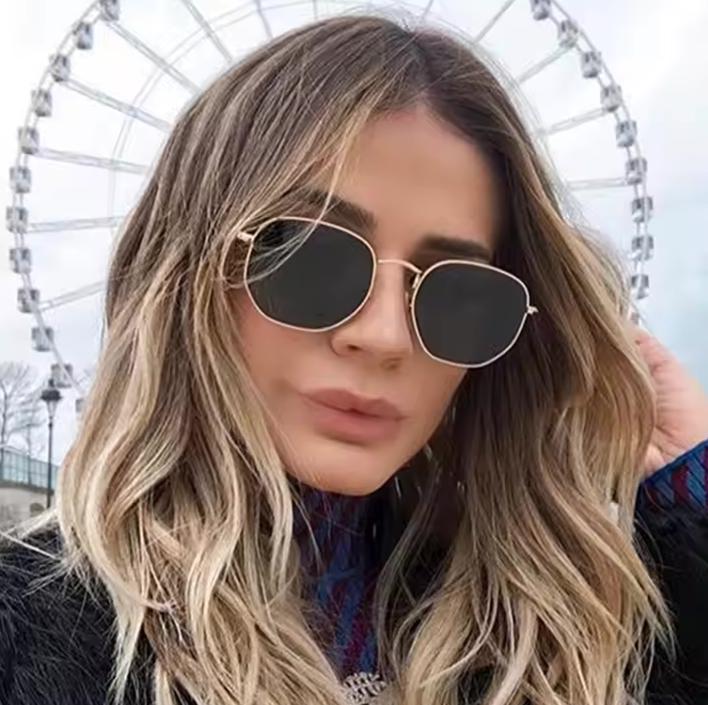 Harbor Green Gold Classic Hexagonal Sunglasses