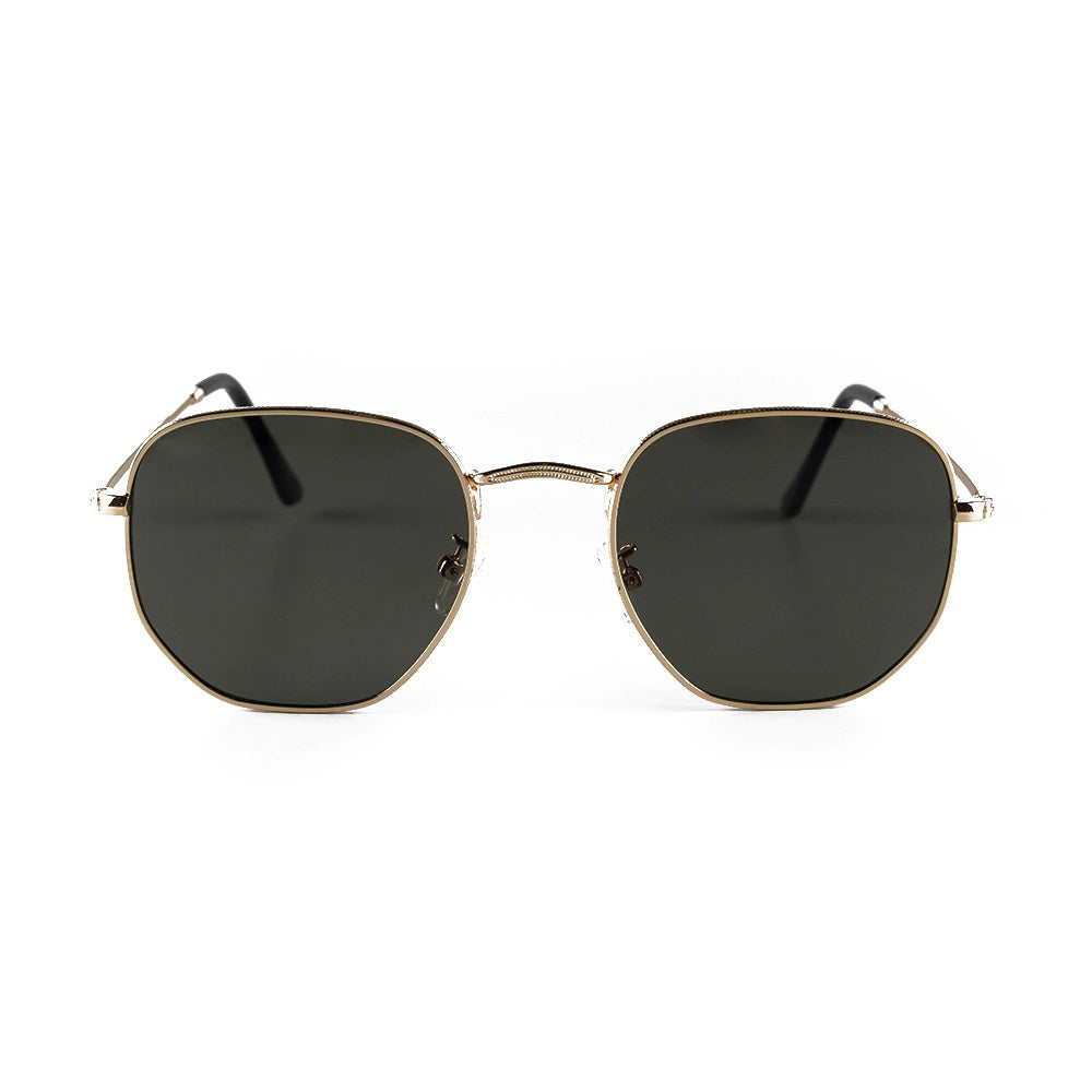 Harbor Green Gold Classic Hexagonal Sunglasses