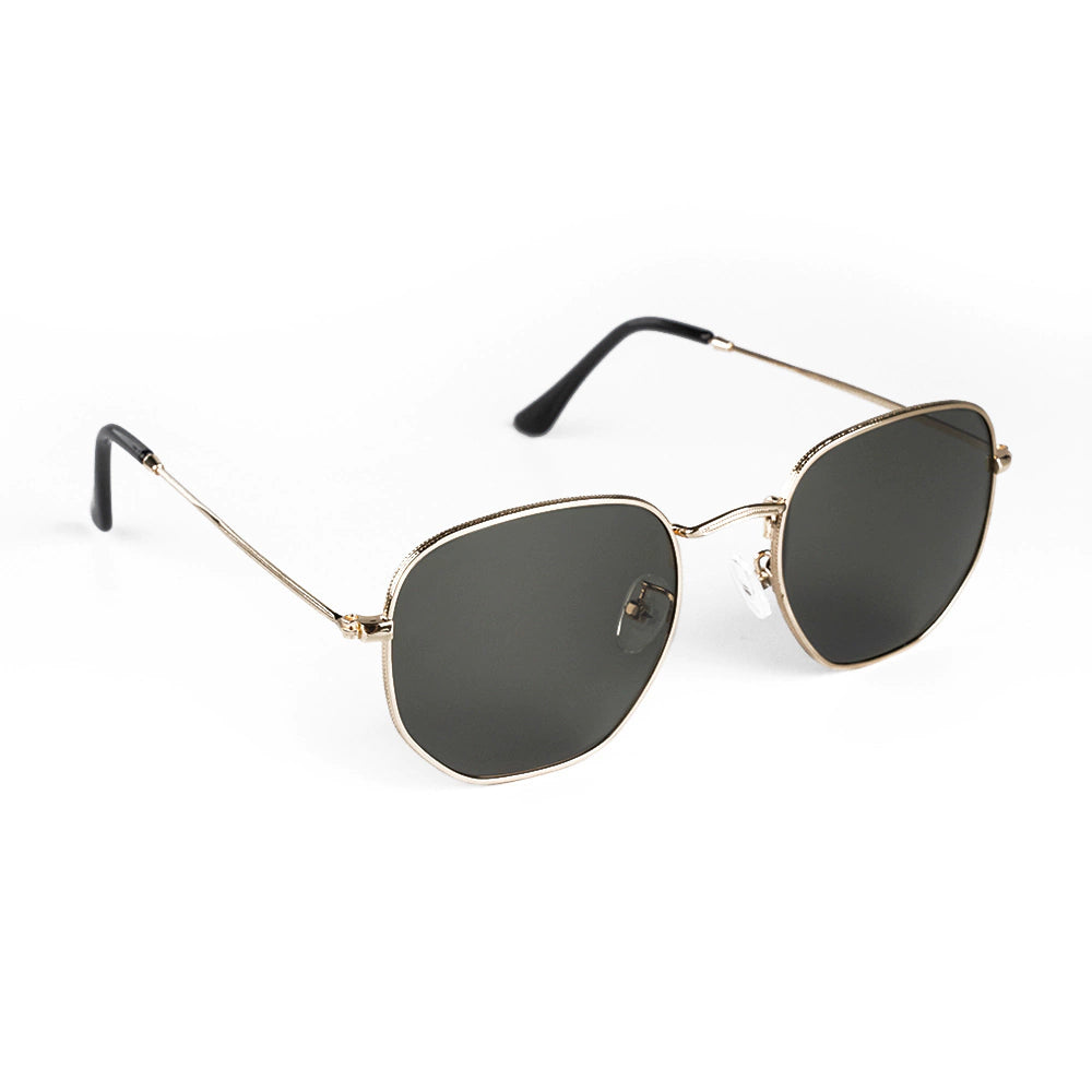 Harbor Green Gold Classic Hexagonal Sunglasses