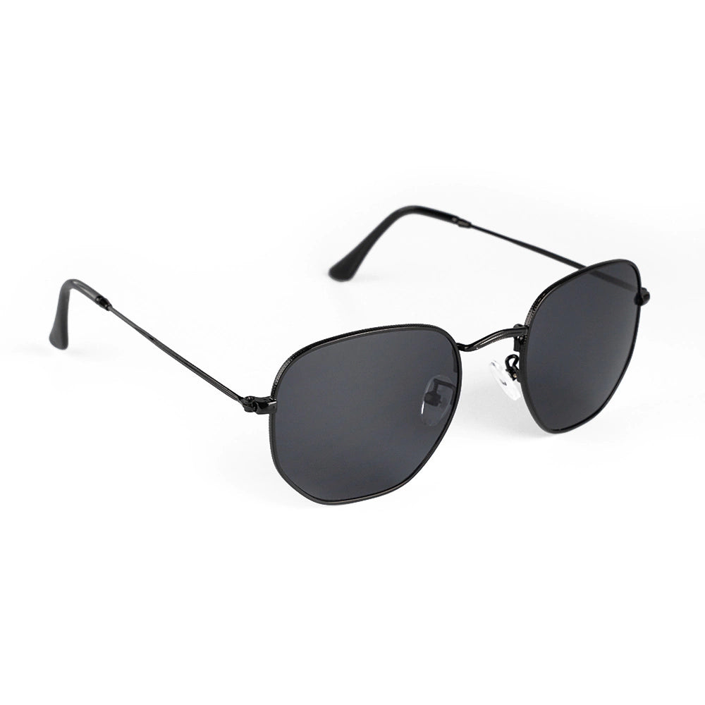 Harbor Full Black Classic Hexagonal Sunglasses