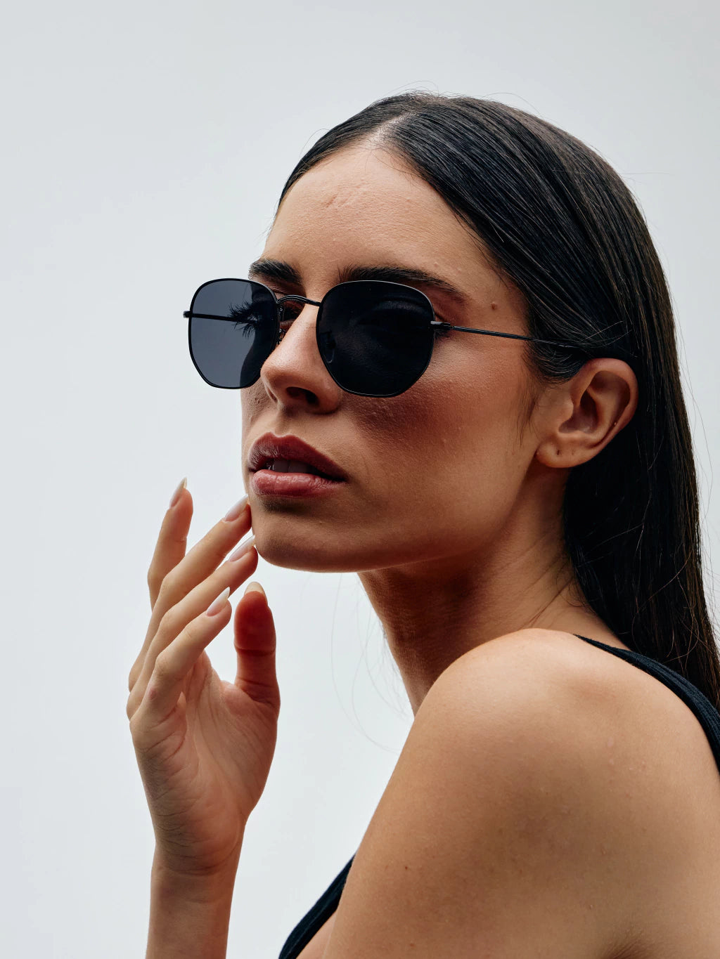 Harbor Full Black Classic Hexagonal Sunglasses