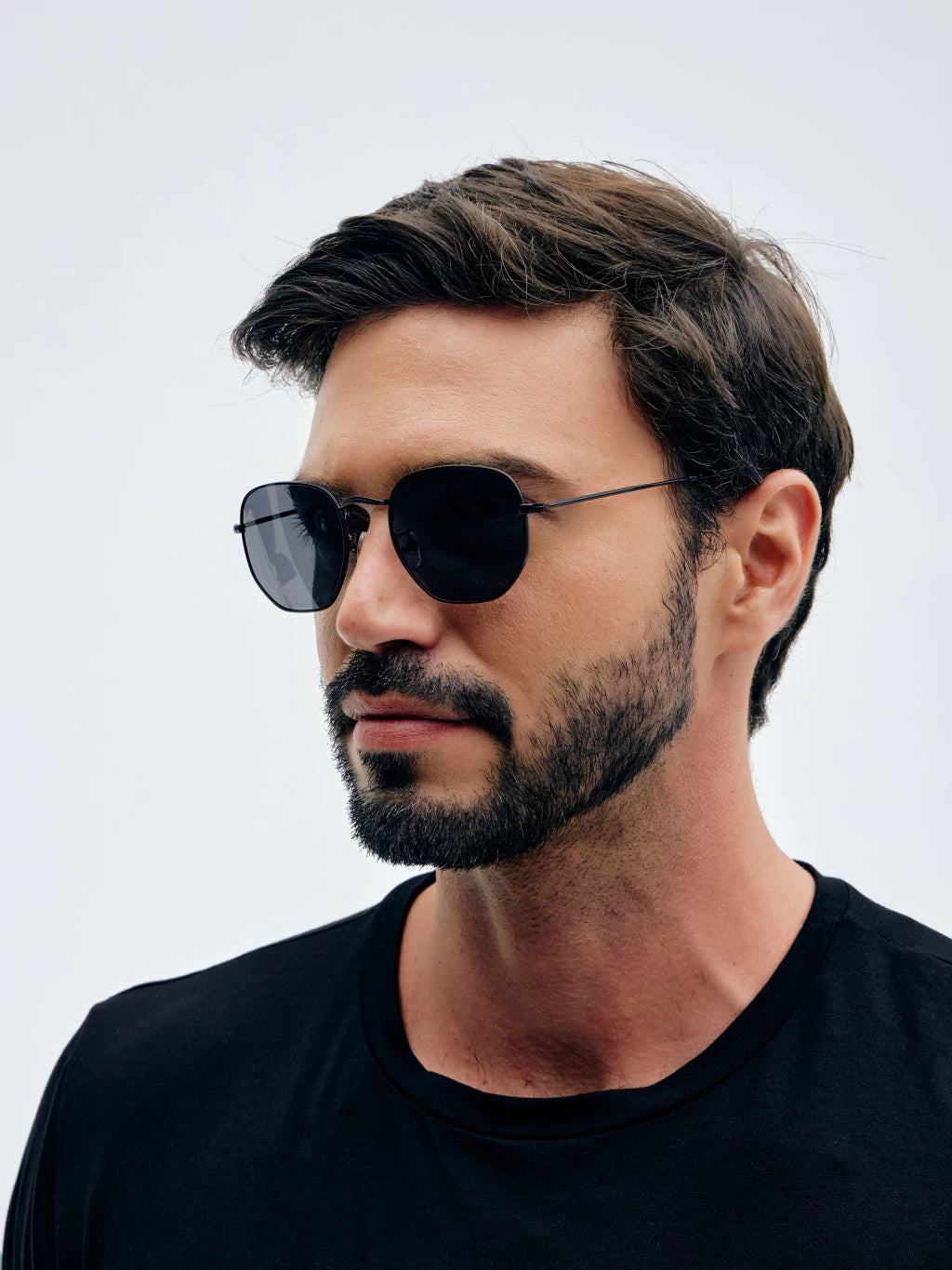 Harbor Full Black Classic Hexagonal Sunglasses