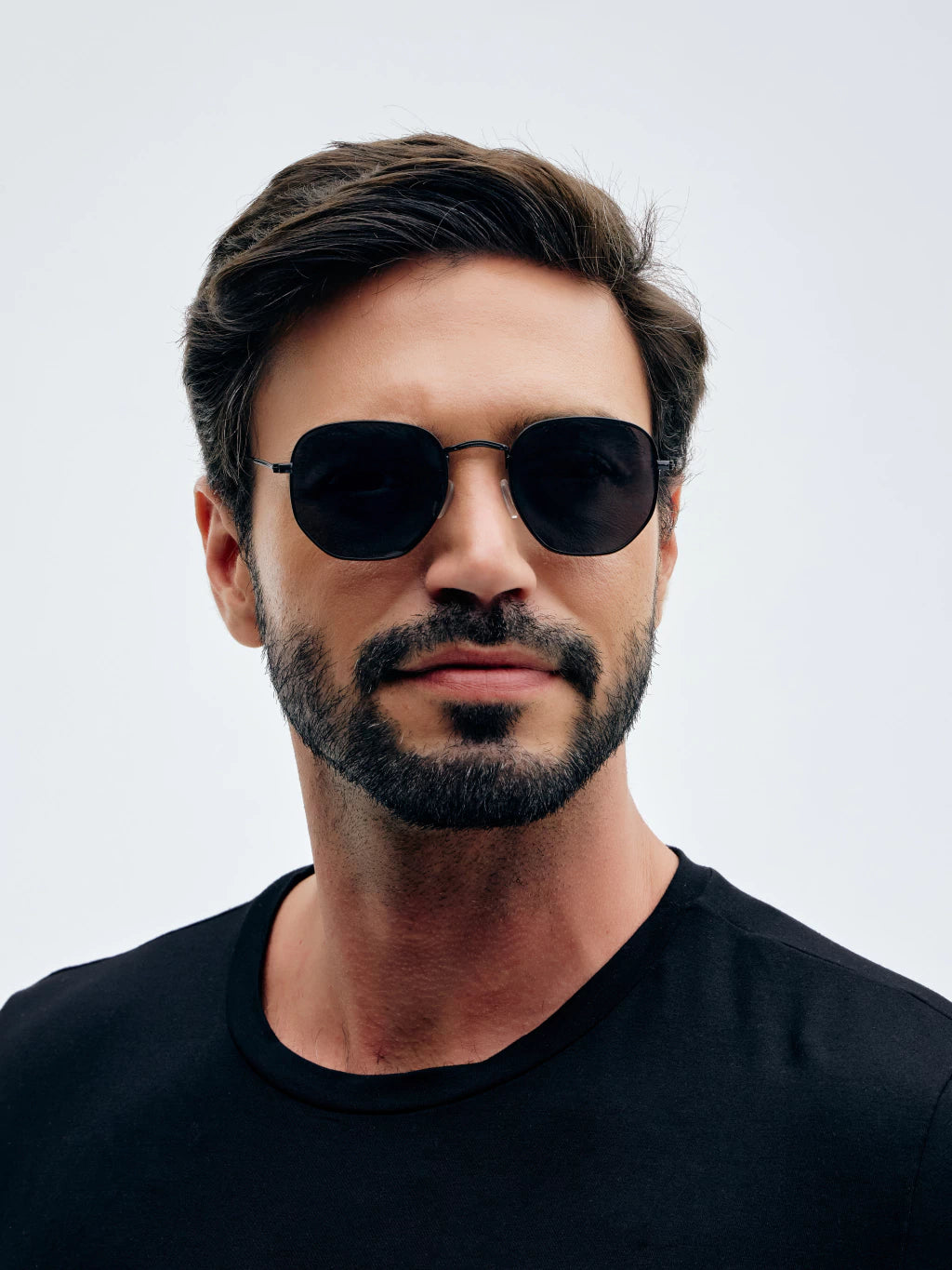 Harbor Full Black Classic Hexagonal Sunglasses